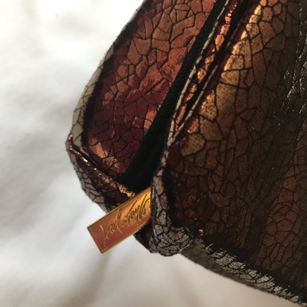 Lord & Taylor Brown Crackle Makeup Bag - Picture 2 of 5